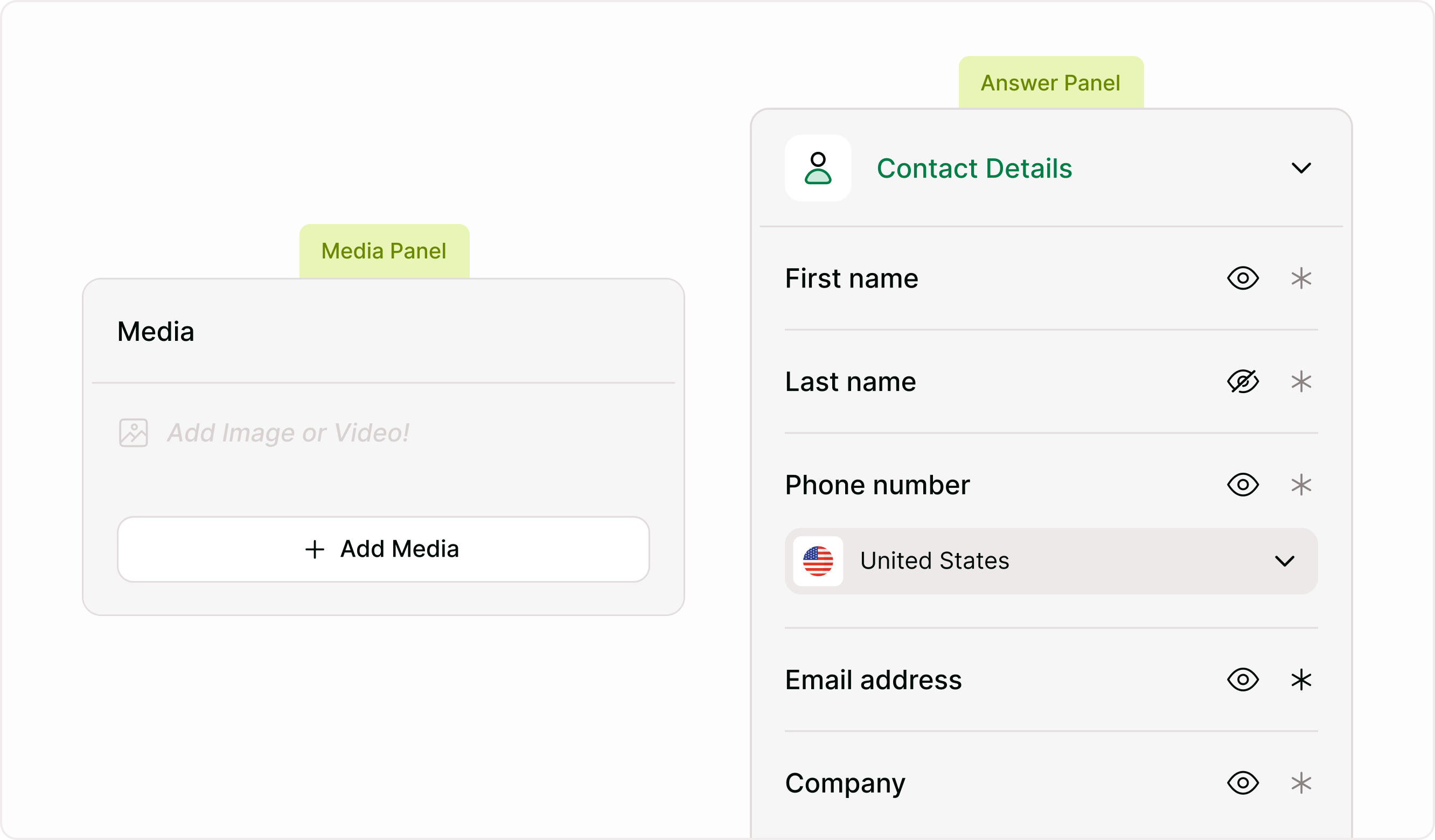 Right Panel: Media and Answer Settings