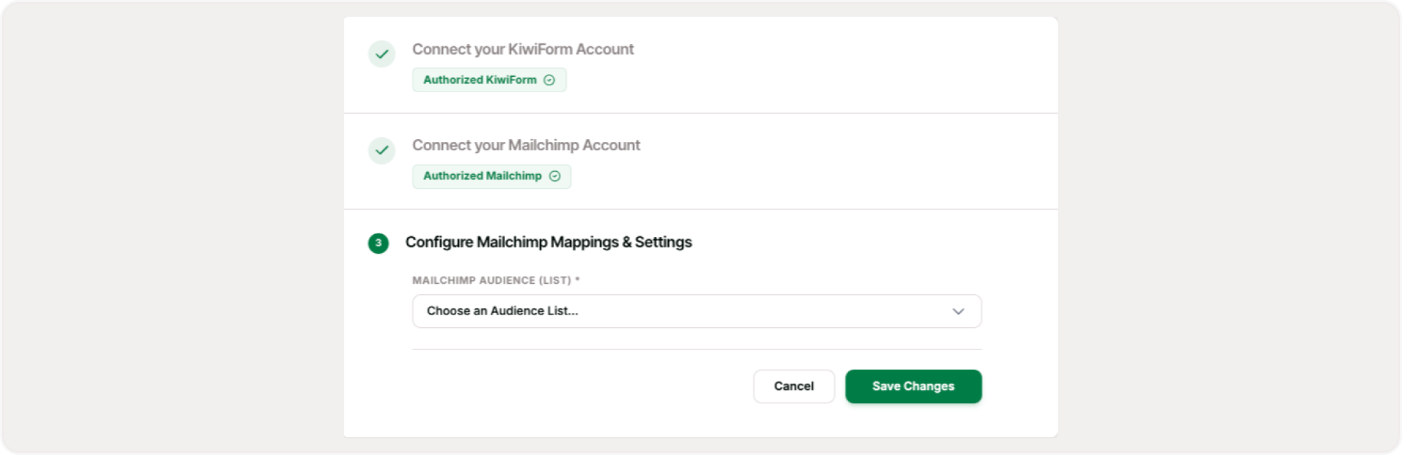 Audience selection screen