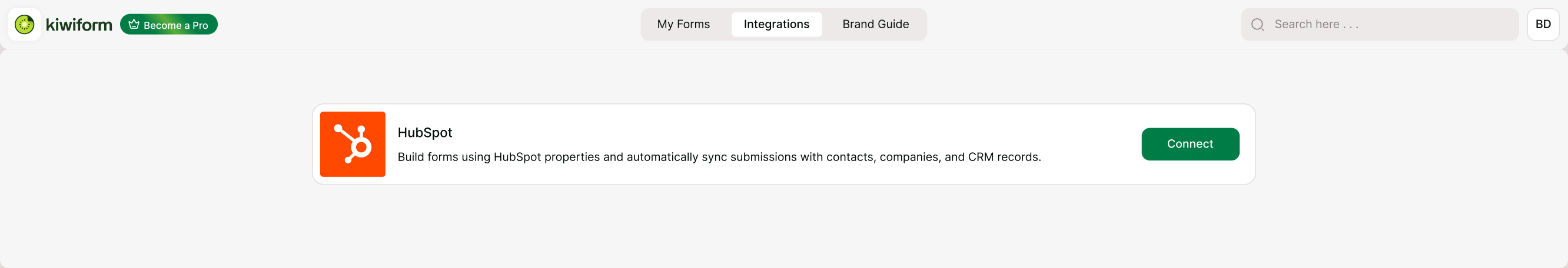 HubSpot-connected form showing contact sync settings.