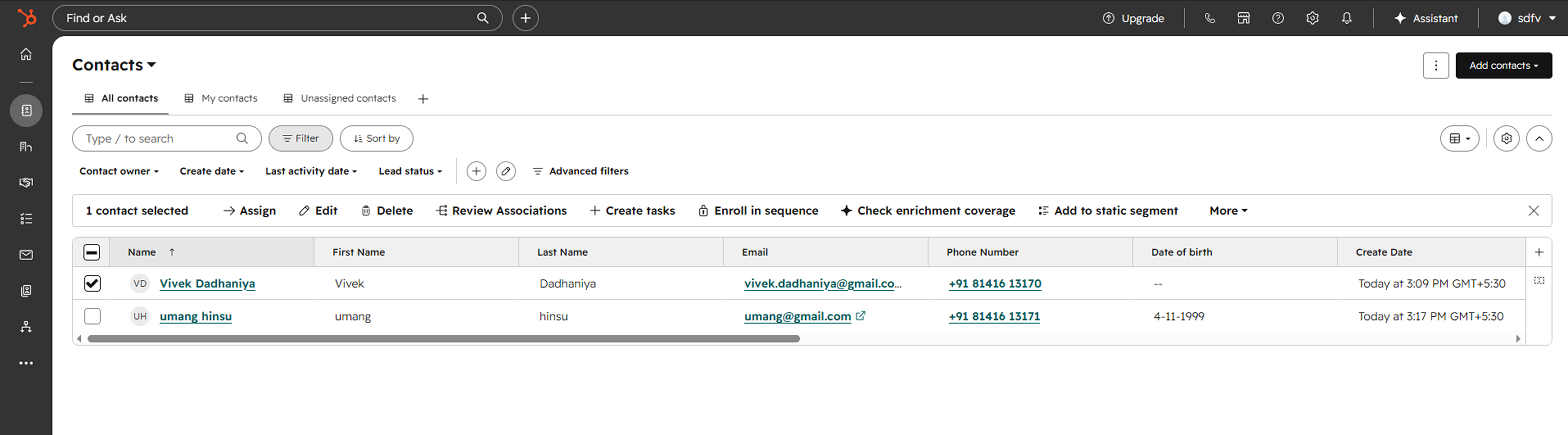 Test submission and HubSpot record verification