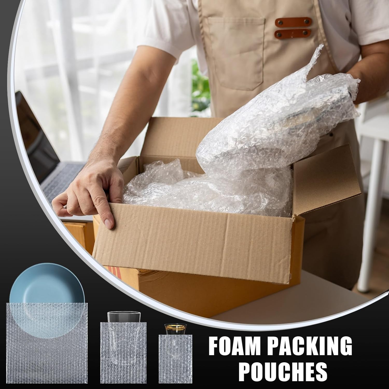 100 Pcs Mixed Size Bubble Pouches Bags for Shipping and Packing