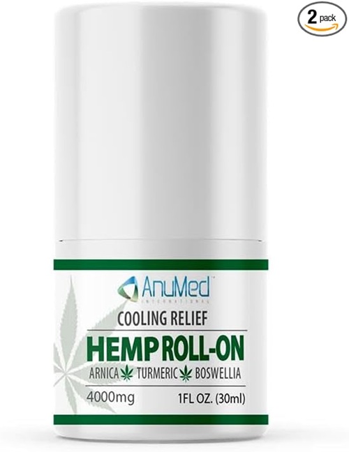 ANUMED Hemp Roll On 4000 mg Pain Relief with Arnica and Turmeric 2 Pack