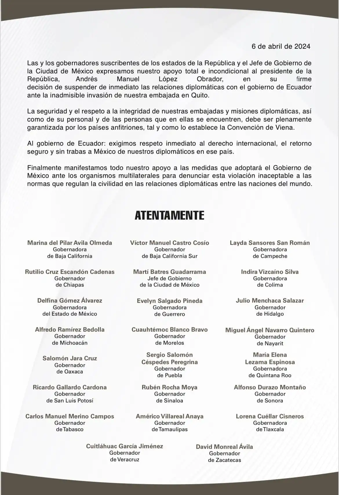 nxnoticias.com-gobernadores-morenistas-apoyan-decision-de-amlo-suspender-relaciones-diplomaticas-con-ecuador
