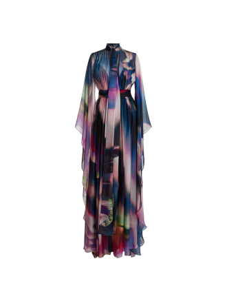 Spring Summer Star Bay Sleeve Colorful Printed Maxi Dress