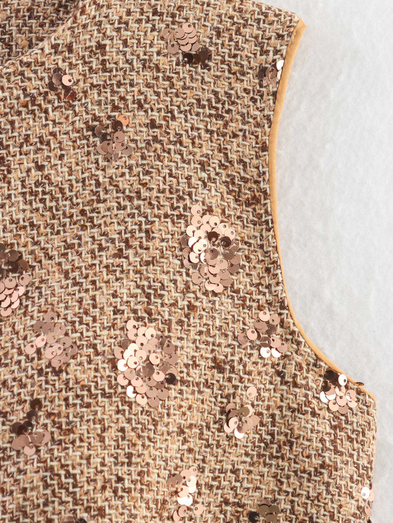 Sequin Embroidery Tweed Classic Vest Mid Length Skirt Two Piece Sets - Image 7