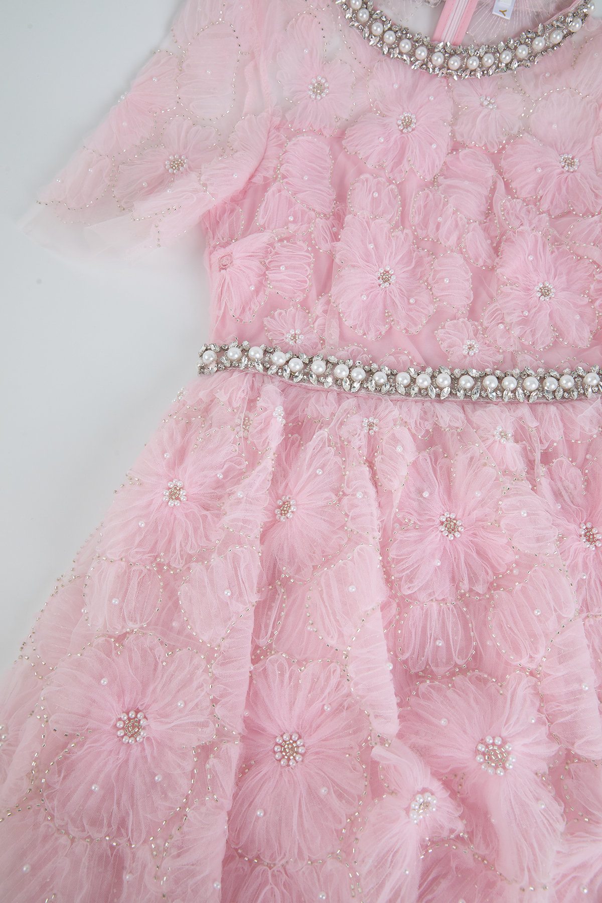 Pearl Stitched Evening Dress With High Waist And Long Silhouette - Image 9