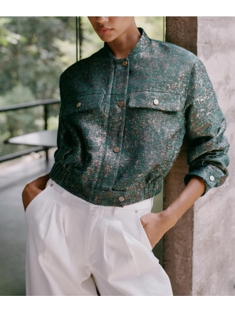Retro Pattern Jacquard Short Jacket