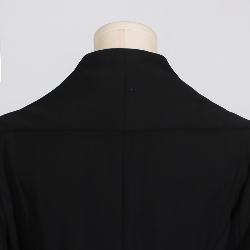 Polo Collar Waist Seal Tight Waist Heavy Work Long Sleeve Double Breasted Trench Coat - Image 13
