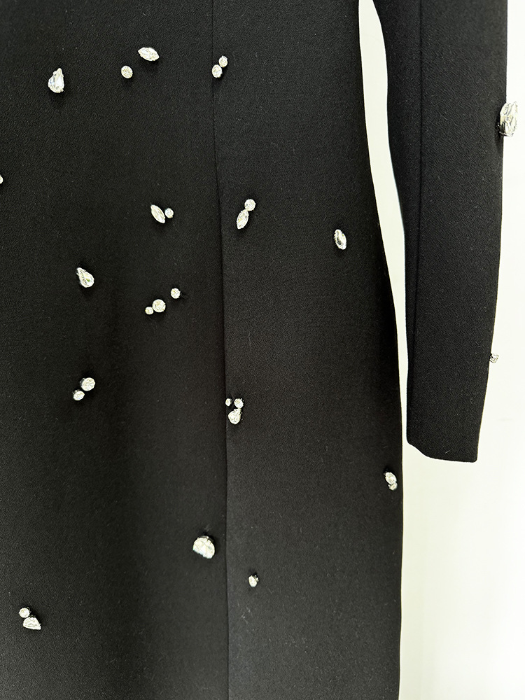 Elegant Heavy Industry Beads Diamond Long Sleeve Formal Dress - Image 8