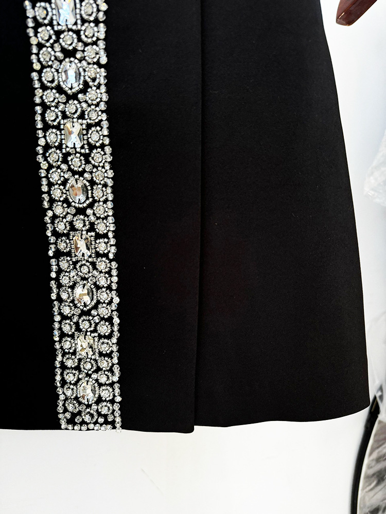Single Collar Heavy Industry Beads Diamond Top Skirt Set Two Piece Set - Image 9