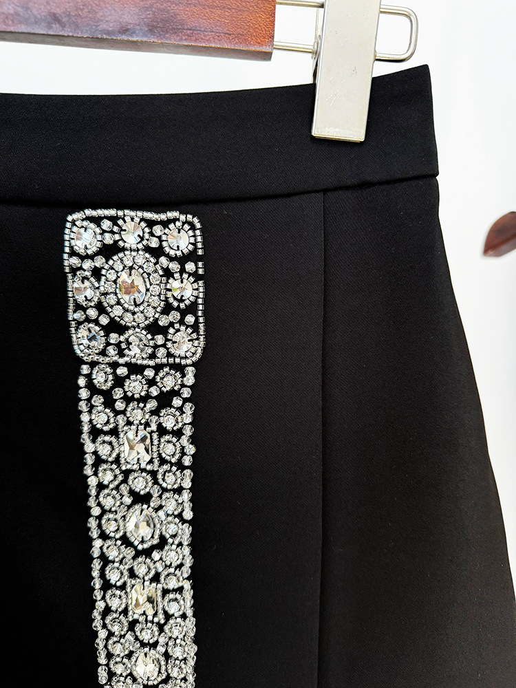 Single Collar Heavy Industry Beads Diamond Top Skirt Set Two Piece Set - Image 8