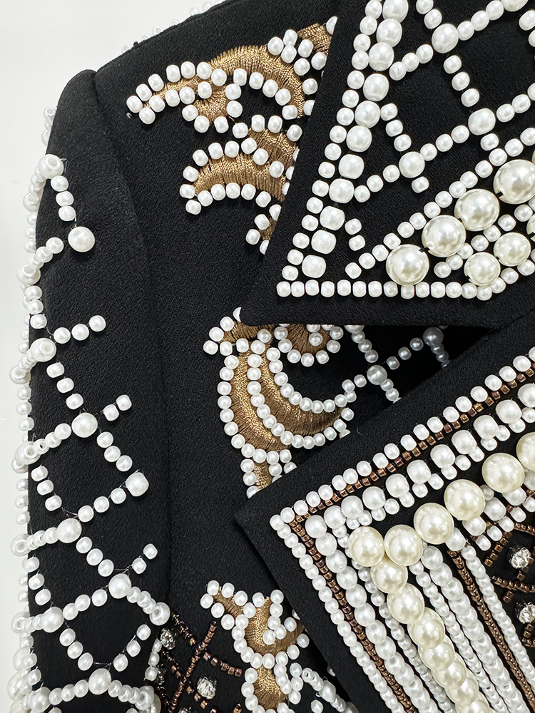 Early Spring Star Luxury Machine Embroidery Beads Rhinestones Short Coat Jacket - Image 3