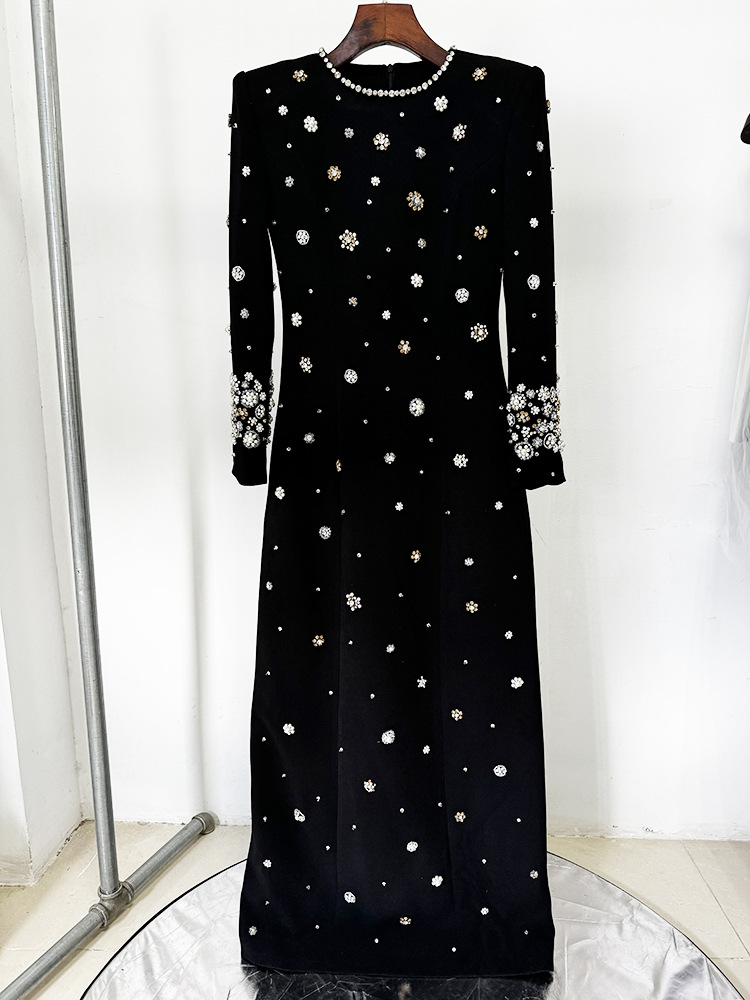 Heavy Industry Beads Diamond Embedded Slim Maxi Dress Formal Dress - Image 3