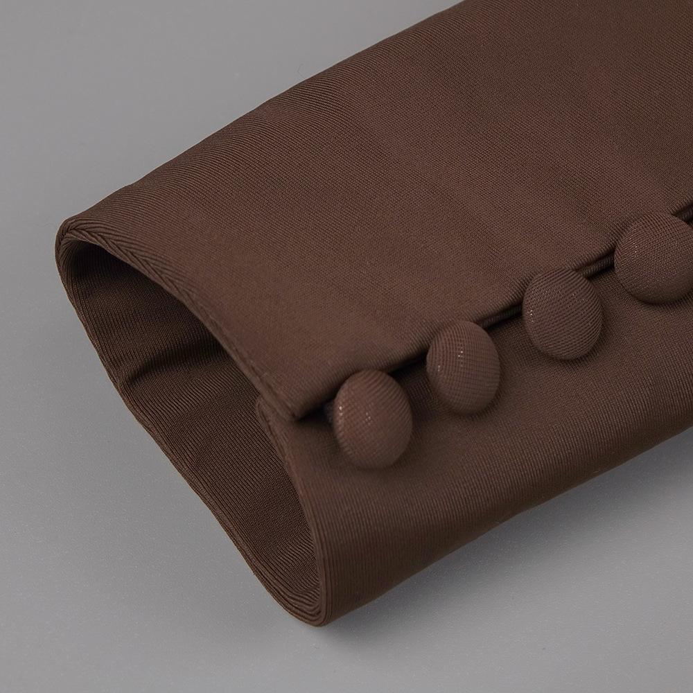 Chocolate Design Waist Seal Pleated Brown Dress - Image 8