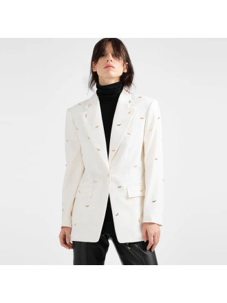 Spring Star Bat Beaded Slim Mid Length Blazer Coat