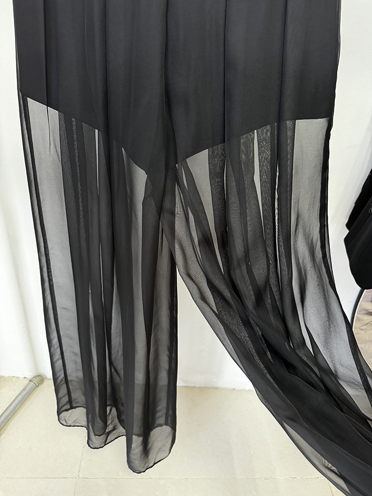 Spring Stars Mesh Patchwork Heavy Industry Beads Blazer Chiffon Trousers Two Piece Pant Sets - Image 15