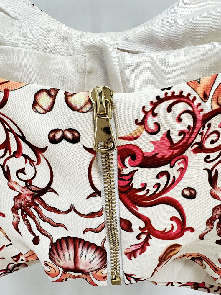 Early Spring Underwater World Printed Camisole Short Coat Trousers Three-Piece Sets - Image 14
