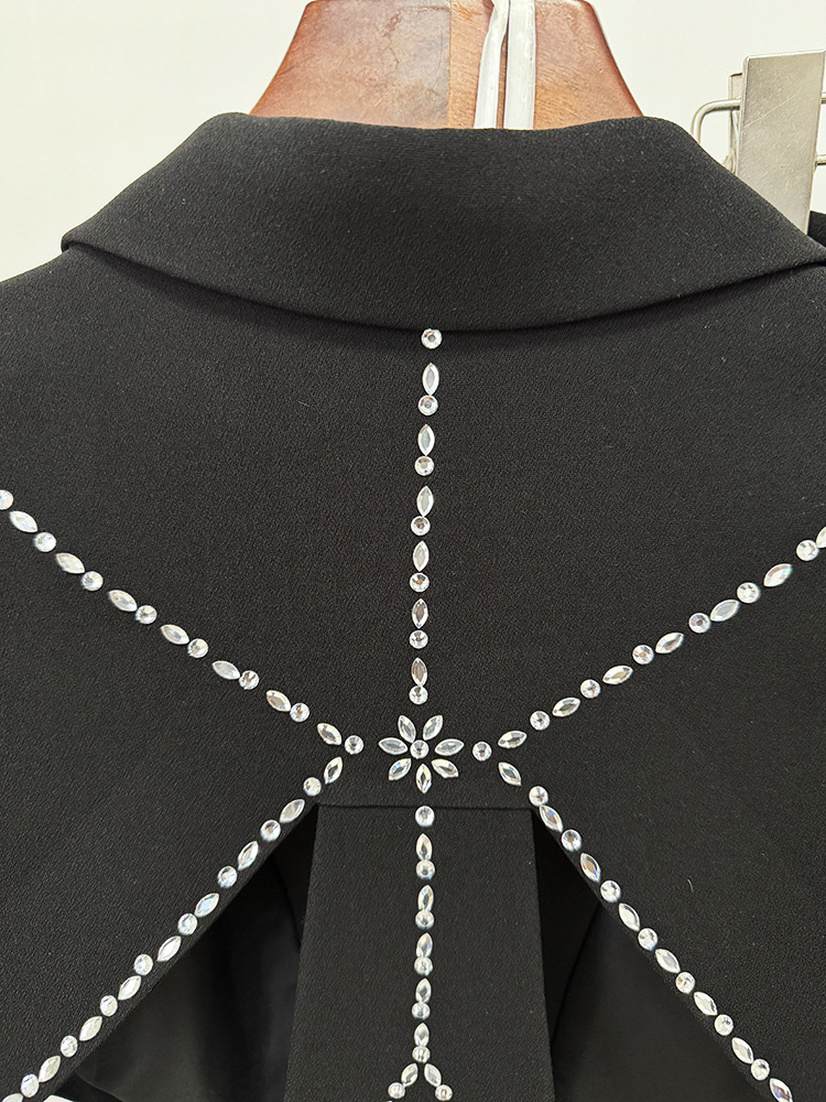 Hollow Out Cutout out Rhinestone Blazer Trousers Two Piece Sets - Image 8