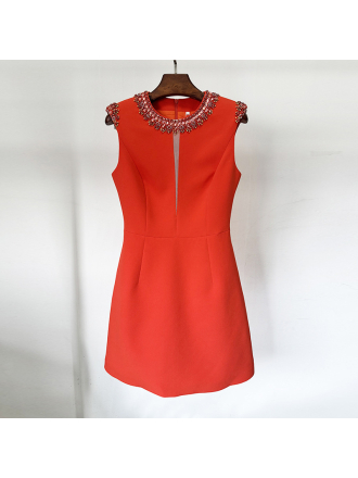 Spring Summer Star Heavy Industry Beads Diamond Embedded Dress Vest Dress Small Dress