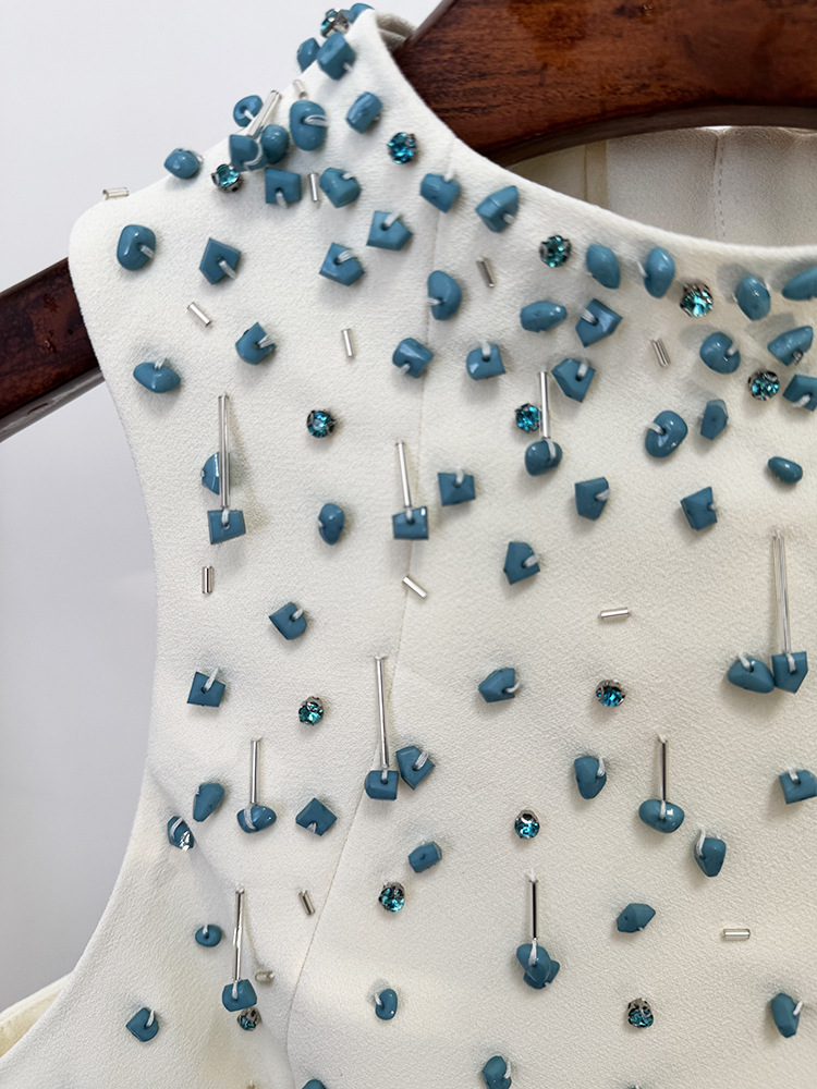 Heavy Industry Beads Vest Top Split Skirt Two Piece Sets - Image 6