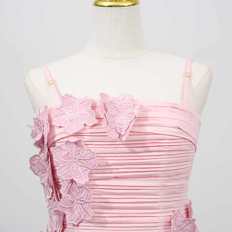Side Slit Three Dimensional Floral Collage Design Off Shoulder Dress - Image 5