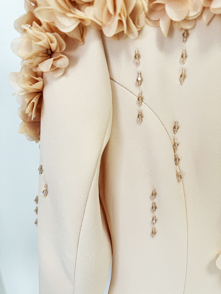 Heavy Industry Beads Three Dimensional Floral Green Fruit Collar Dress Formal Dress - Image 12