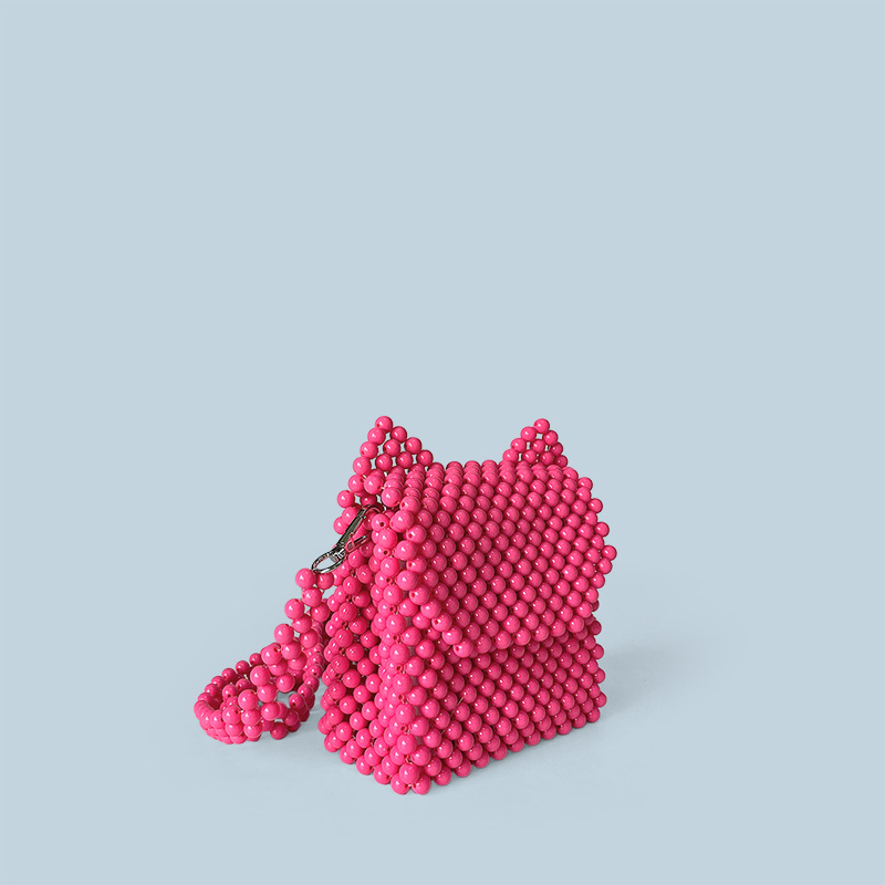 Autumn Winter Cat Ears Small Bag Handmade Beaded Bag Cute Solid Color Small Bag Crossbody Women Bag - Image 3
