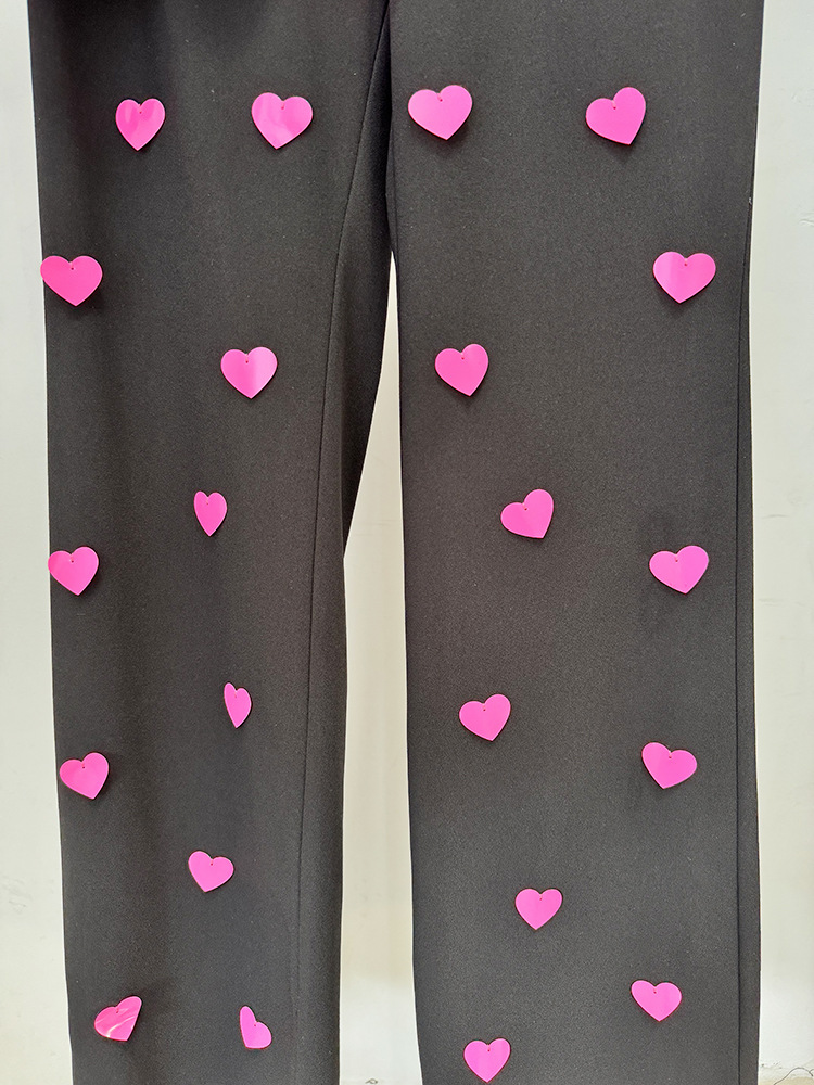 Spring Summer Heart Shaped Sequin Sling Vest Pants Two Piece Set - Image 8