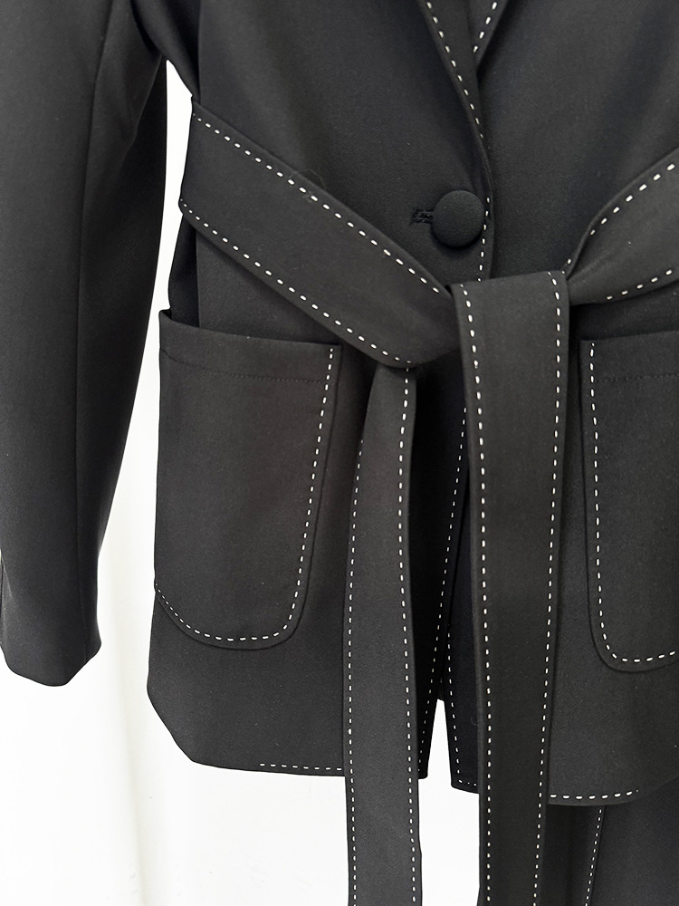 Star Beading Decorative Series Belt Work Pant Suit Two Pieces Set - Image 7