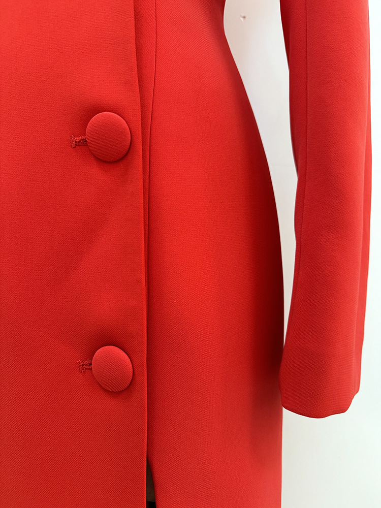Autumn Winter Star Personality Design Stand up Collar Slim Fit Long Trench Coat Dress - Image 8