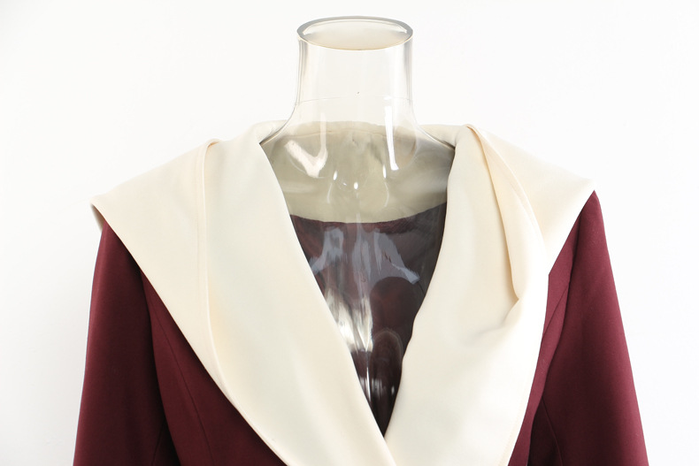Irregular Asymmetric Stitching Faux Two Piece Hooded Mid Length Blazer Top - Image 4