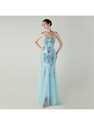 Mesh Heavy Industry Beaded Tube Floral Evening Tube Top Fishtail Dress