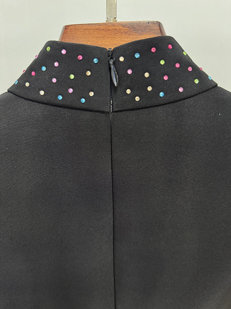 Exquisite Rhinestone Embroidered Beads Rhinestone Slim Fit Long Sleeved Dress - Image 9
