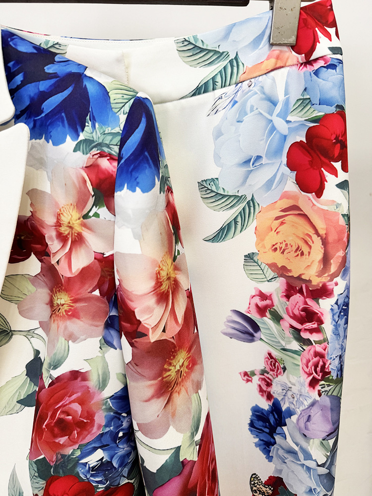 Women Printing Floral Blazer Two Piece Set - Image 4