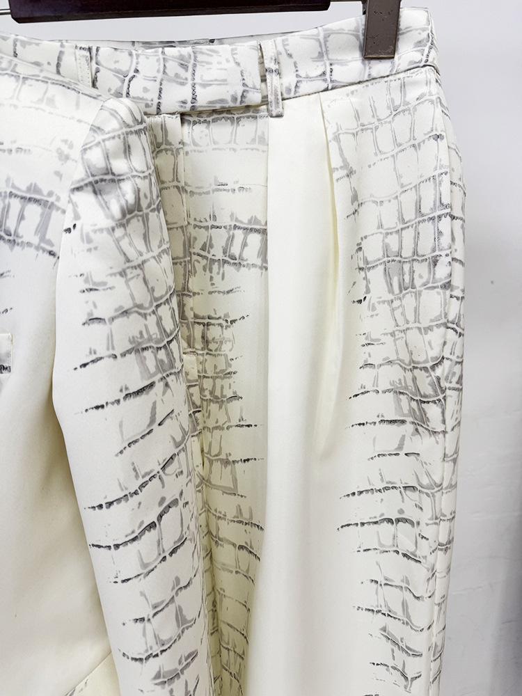 Crocodile Leather Print Blazer Trousers Two Piece Sets - Image 10