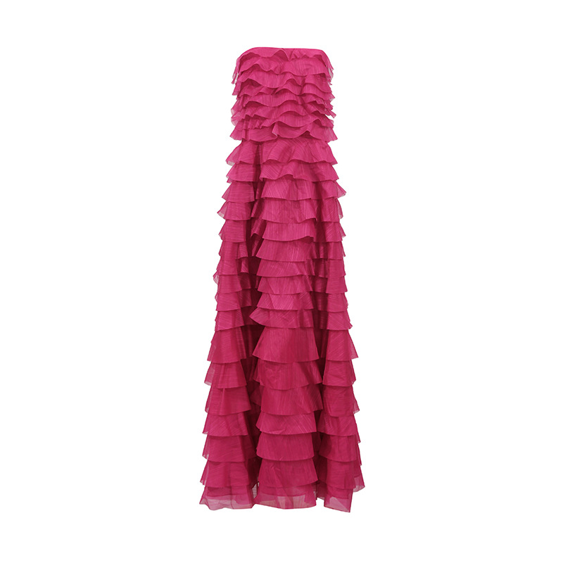 Ruffled Tube Top Formal Solid Color Personalized High Grade Dress - Image 2