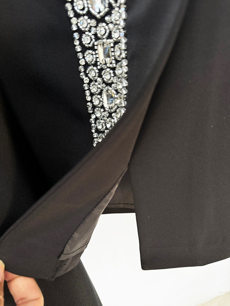 Single Collar Heavy Industry Beads Diamond Top Skirt Set Two Piece Set - Image 6