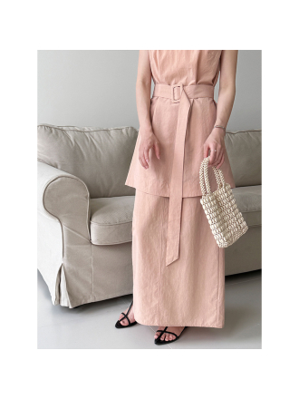 High Grade Cinched Sleeveless Top with High Waist Skirt Two Piece Sets