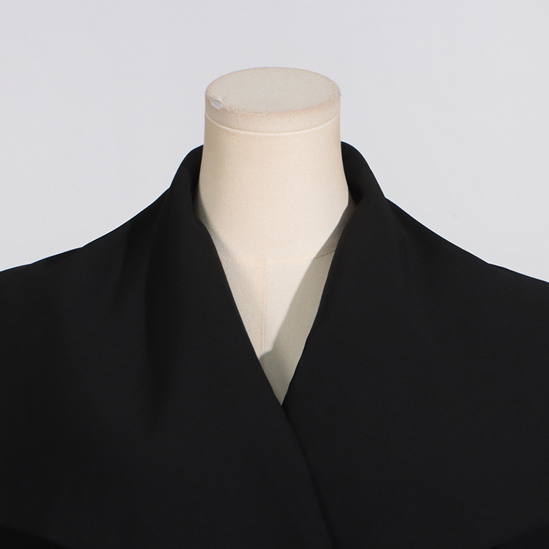 Polo Collar Waist Seal Tight Waist Heavy Work Long Sleeve Double Breasted Trench Coat - Image 5