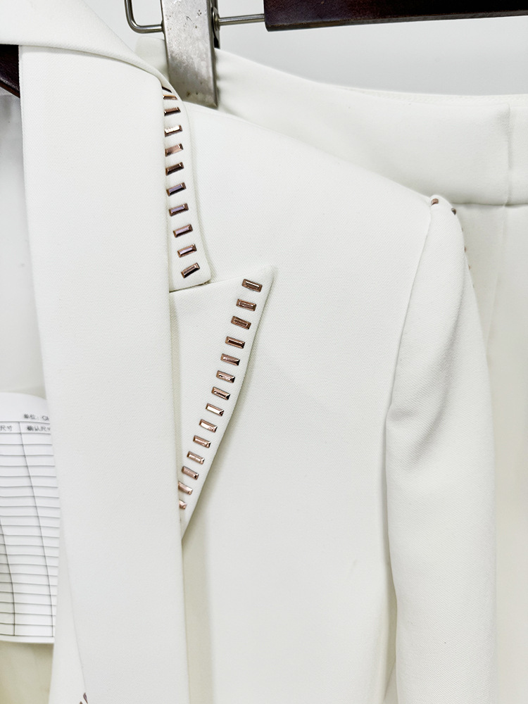Scarf Drilling Loose Blazer Trousers Suit Two Pieces Set - Image 10