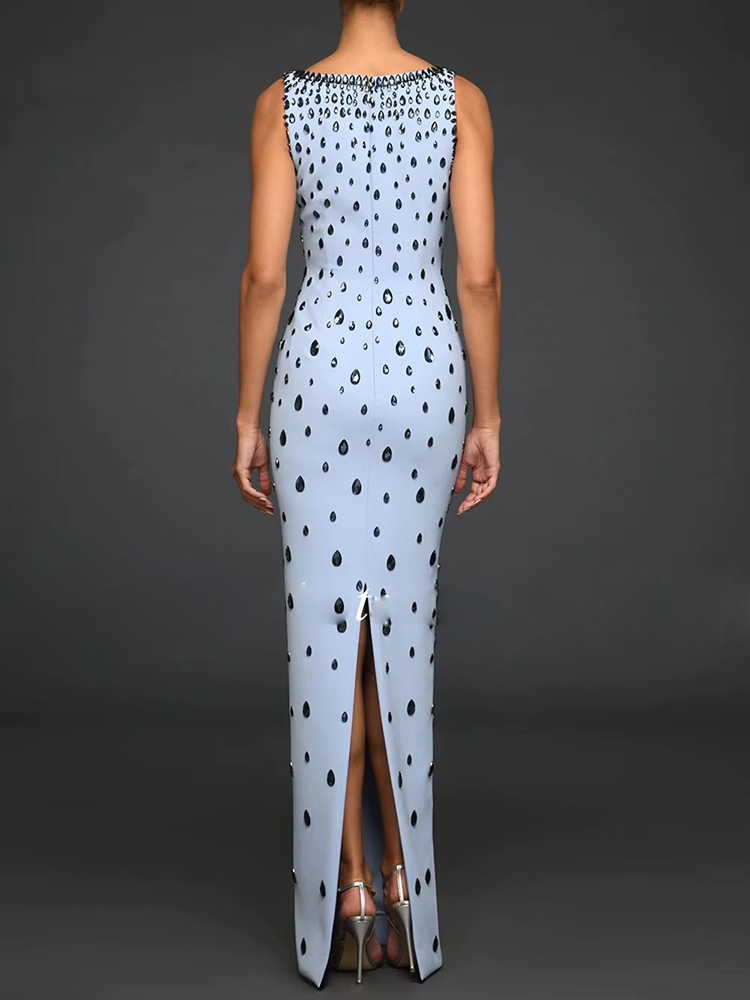 Star Heavy Industry Beads Diamond Elastic Vest Maxi Dress - Image 2