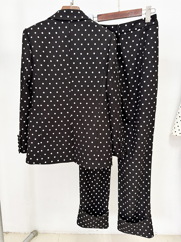 Star Bow Decoration Polka Dot Dots Blazer Trousers Blazers Two Piece Sets - Image 3