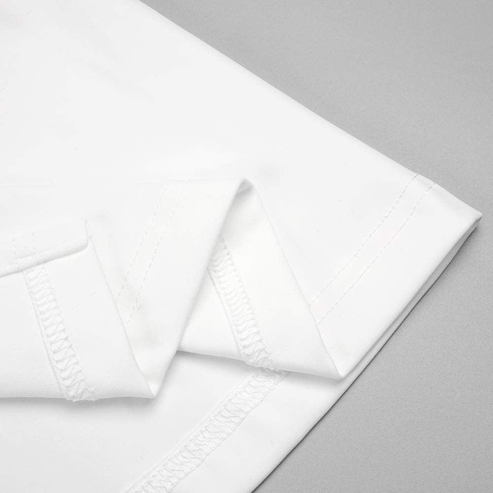 White Long Sleeve Pleating Hollow Out Cutout Cross Dress - Image 5