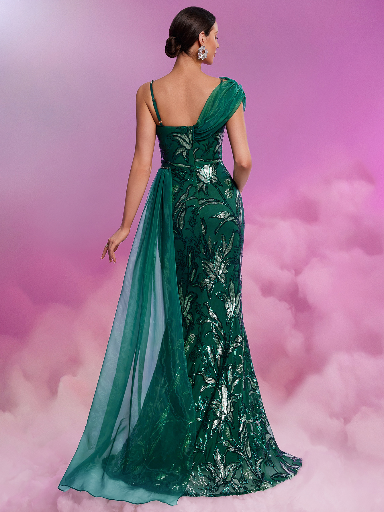 Elegant Sequin Ribbon V Neck Strap Elegant Gorgeous Noble Cocktail Formal Dinner Dress - Image 2