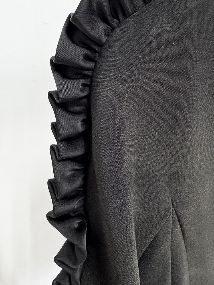 Autumn Star Fashionable Stringy Selvedge Three Dimensional Decoration Long Sleeve Mid Length Dress - Image 7