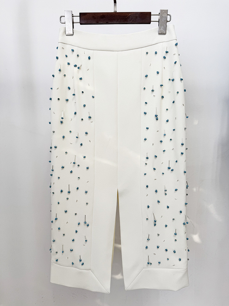 Heavy Industry Beads Vest Top Split Skirt Two Piece Sets - Image 8