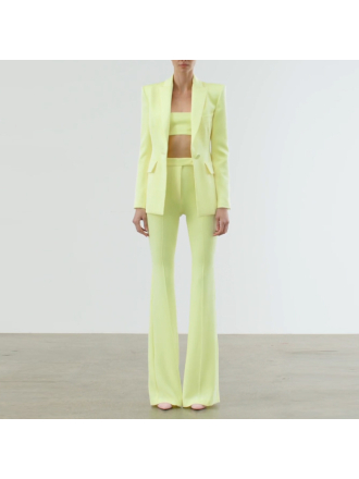 Business Wear One Button Cloth Cover Mid Length Bell Bottom Pants Two Piece Set
