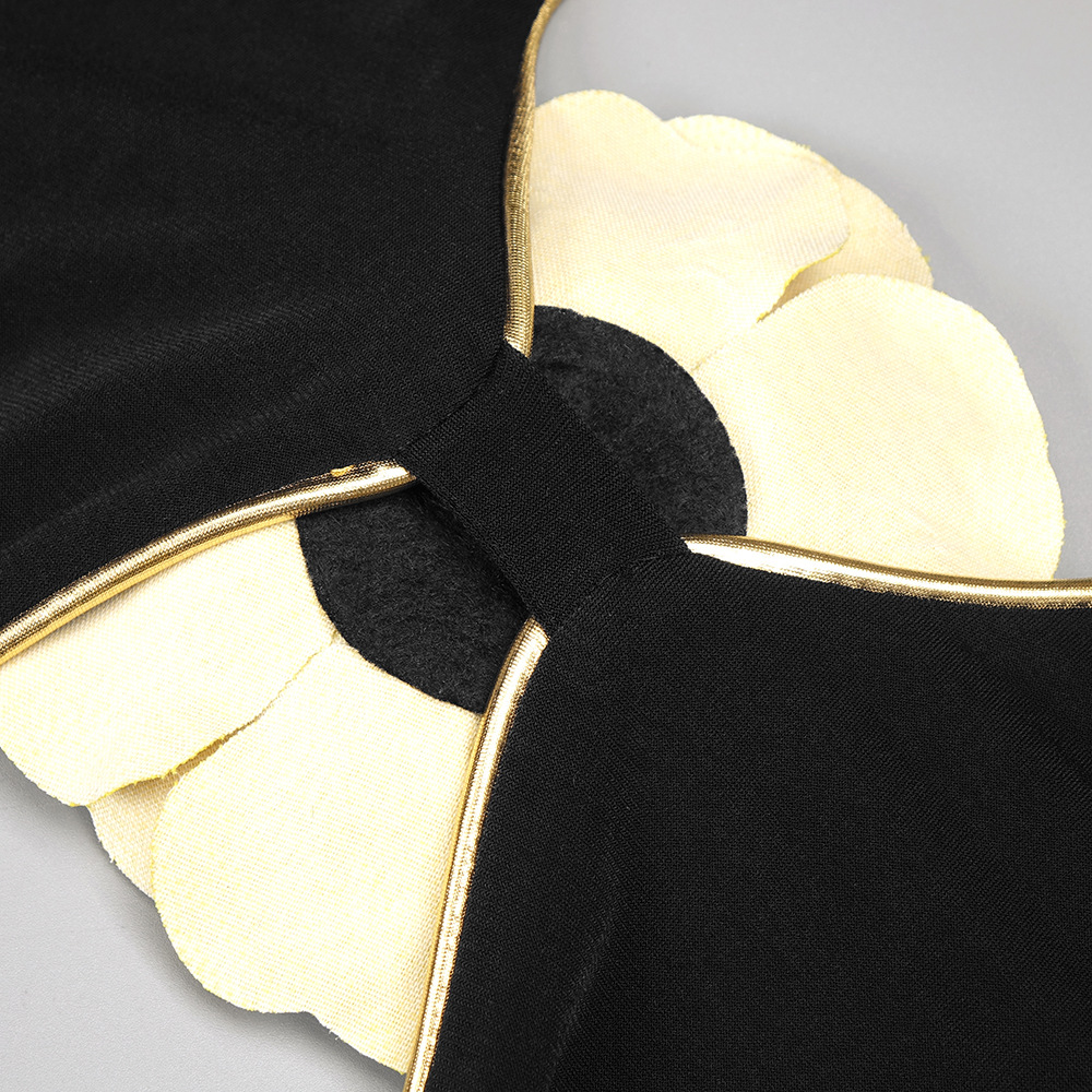 Halter Trousers Jumpsuit Golden Floral Sleeveless Backless - Image 9