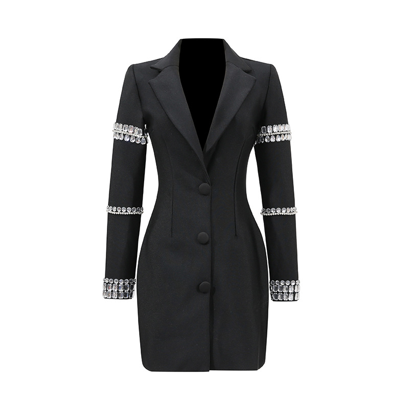 Elegant Fashionable Rhinestone V Neck Slim Fit Sheath Dress