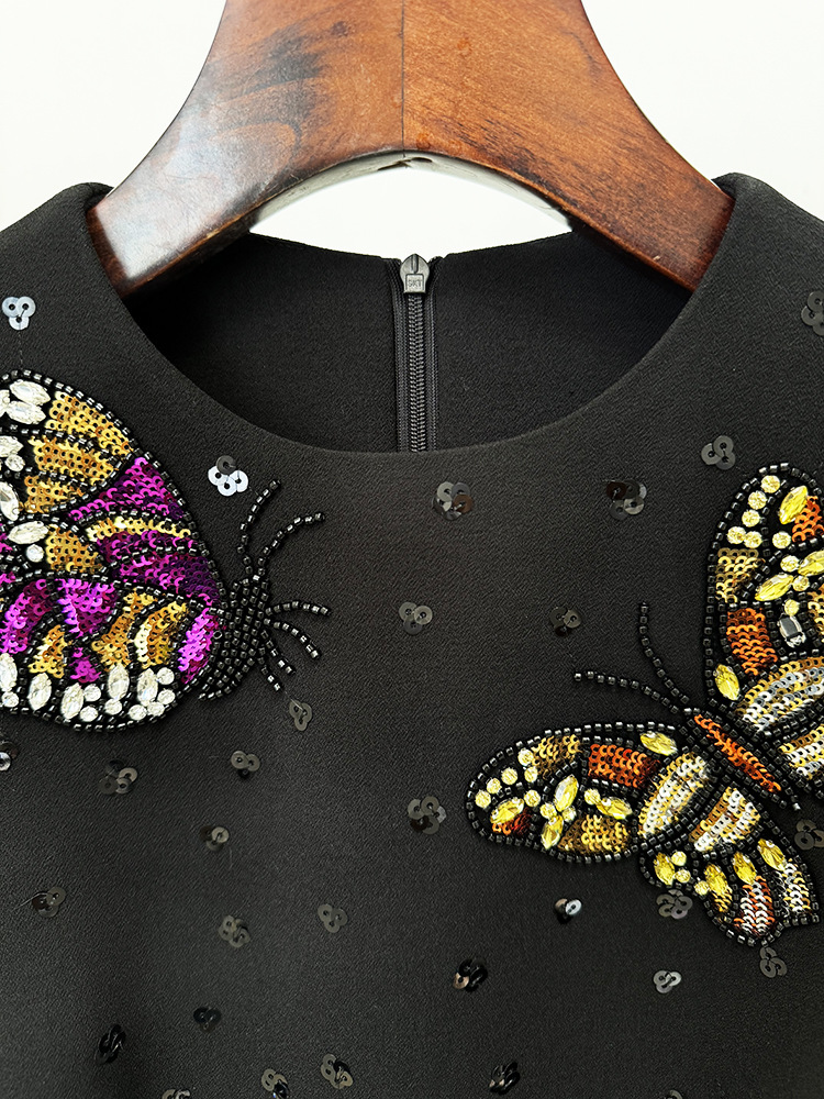 Women Spring Summer Star Heavy Industry Beads Diamond Butterfly Slim Vest Dress - Image 8